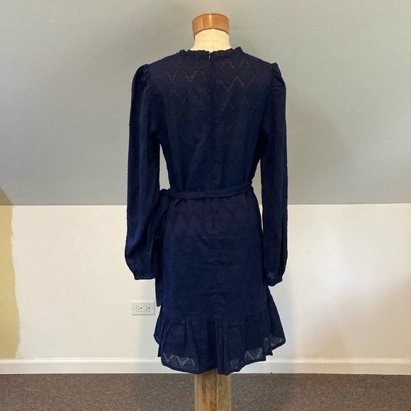 J. Crew Navy Puff Sleeve Wrap Dress - Picture 5 of 9